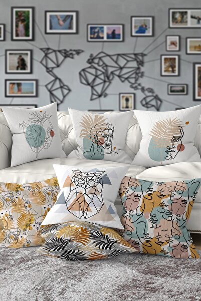 Nish & Royal Set de huse de pernă cu design special, alb, cu două fețe, din 7...