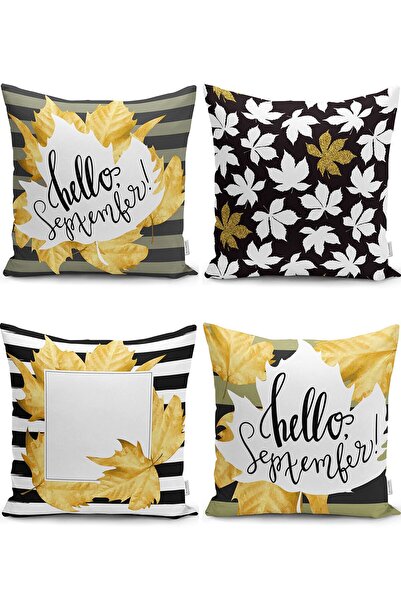 Nish & Royal Autumn Themed Modern Pillow Throw Pillow Cover Set on White Back...
