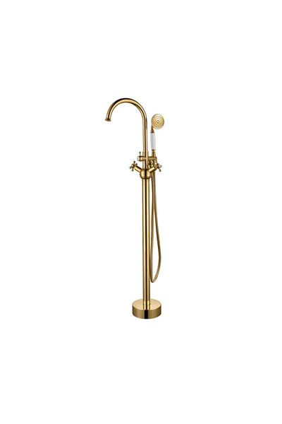 İSAOĞLU YAPI Gold Bathtub Faucet Jacuzzi Faucet Gold Bathtub Vintage Design Brass Material