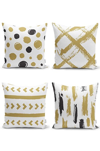 Nish & Royal 4-Piece Polka Dot and Brush Impact Concept Decorative Pillow and...