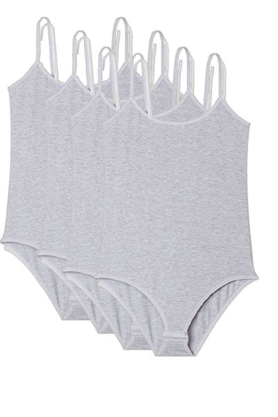 TREND Women's Snap-On Bodysuit with 4 Rope Straps Gray
