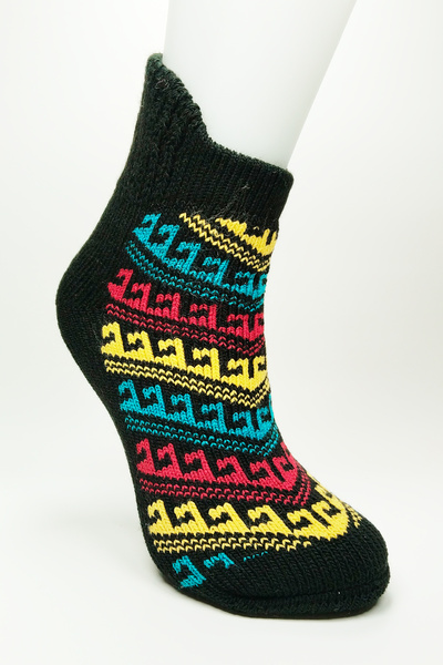 TREND Thick Winter Women's Socks Wool Towel Home Wear Booties Pattern 1 Black