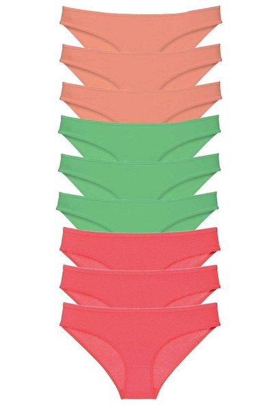TREND 9 Pieces Super Eco Set Lycra Women's Slip Panties Powder Green Fuchsia