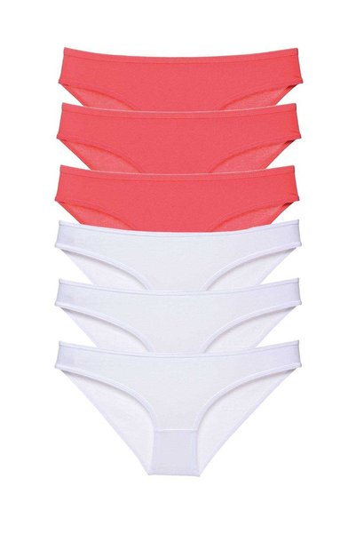 TREND 6 Pieces Eco Set Lycra Women's Slip Panties Fuchsia White