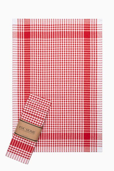 Denizli Concept Pöti Checkered 5-Piece Drying Cloth Red