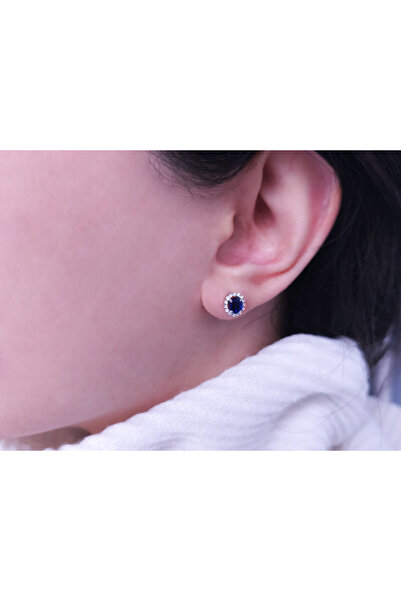 Sirius Pırlanta Pırlanta ve Oval Safir Taşlı Küpe