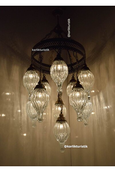 karlıkturistik Otantik Damla Sarkıt Avize 10+1 Restorant Aydınlatması Tavan Lambası Osmanlı El Yapımı