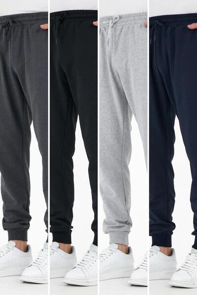 COMEOR 4-Piece Men's Sweatpants - Multi-Colored, Labeled, Back and Side Pocket, Regular Fit