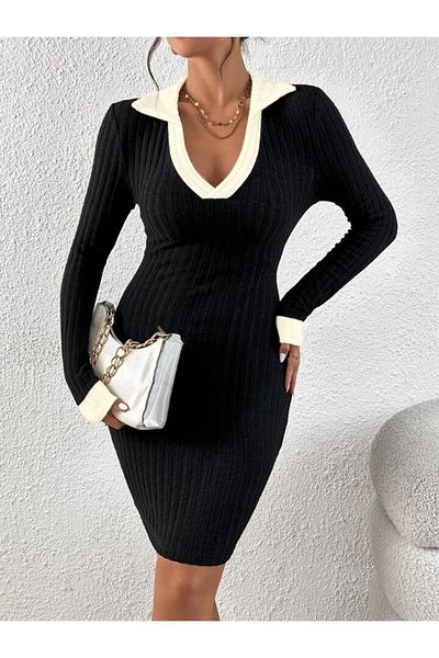 JANES Long Sleeve Shirt Collar and Cuffed Camisole Women's Dress