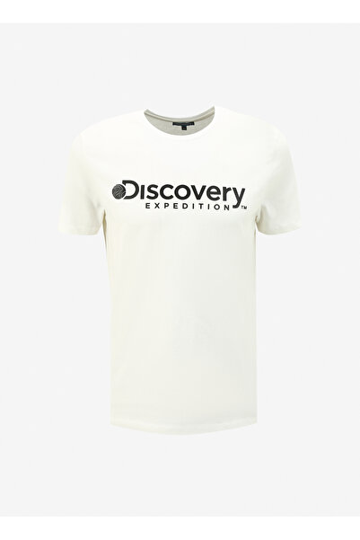 Discovery Expedition Beyaz Erkek Bisiklet Yaka T-Shirt D4SM-TST3290