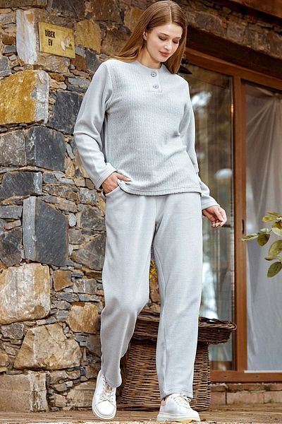 Cossy By Aqua 24062 Women's Long Sleeve Fleece Pajama Set-mint