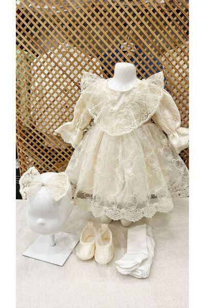 PARK BEBE baby girl 0/3-3/6 MONTHS ORCHIDE MEVLÜTLUK SET with lace detail