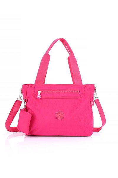 Getcho Tuder Pink Women's Daily Shoulder Bag Multi-Compartment Waterproof Crinkle Lightweight Fabric Sports Bag