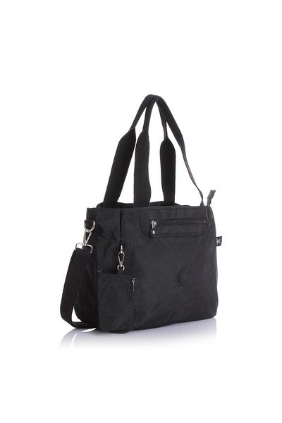 Getcho Tuder Black Women's Daily Shoulder Bag Multi-Compartment Waterproof Crinkle Lightweight Fabric Sports Bag
