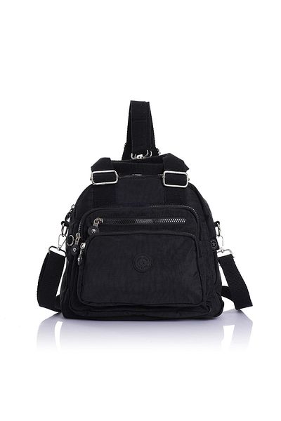 Getcho Kristo Black Women's Multi-Eye Backpack Waterproof Crinkle Cross Strap Suitable for Daily Use