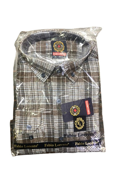 Nacar Erkek Sarı Uzun Kol Kalın Kışlık Baba Gömlek Rahat Kesim Kareli Oduncu Gömlek