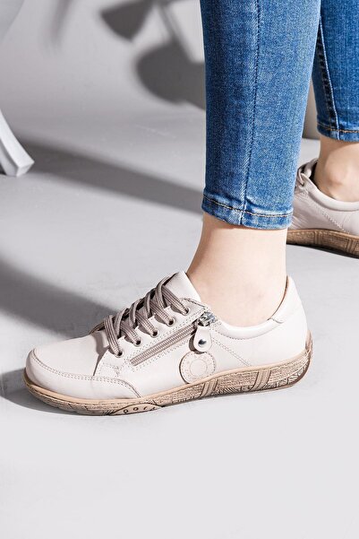 Getcho Cosmina Women's Silver Genuine Leather Casual Shoes – Comfortable Walking, Non-Slip Sole, Stylish and Comfortable