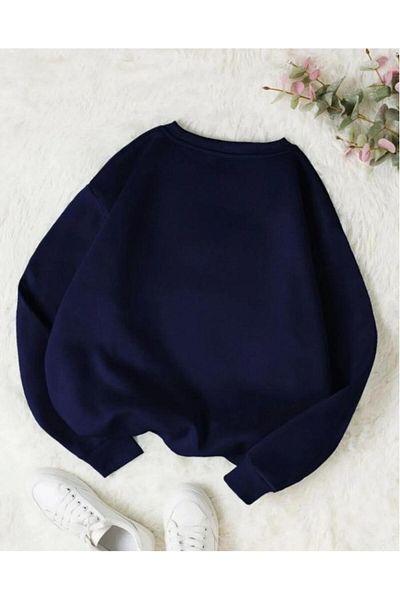 LEONE Navy Blue Sweat Brooklyn Printed Oversize