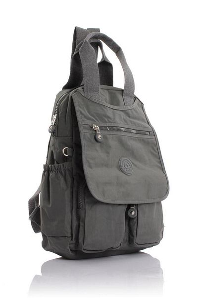Getcho Varena Women's Gray Backpack Multi-Eye Waterproof Daily Crinkle Wide Bag with Laptop Compartment
