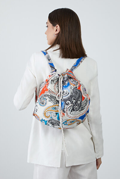 GİZİA Kordon Büzme Detaylı Fermuarlı Desenli Sırt Çantası