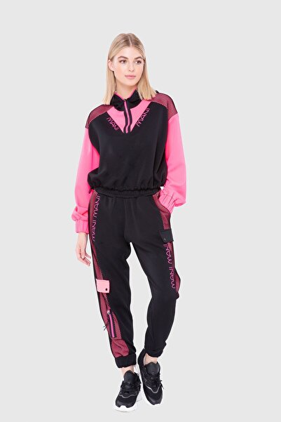 Manimani Neon Fuşya Garnili Kapuşonlu Sweatshirt