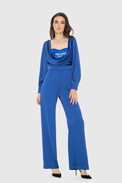 kı.we Payet Detaylı Saks Mavisi Tulum