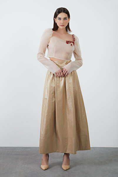 GİZİA İşleme Detaylı Tül Pembe Bluz