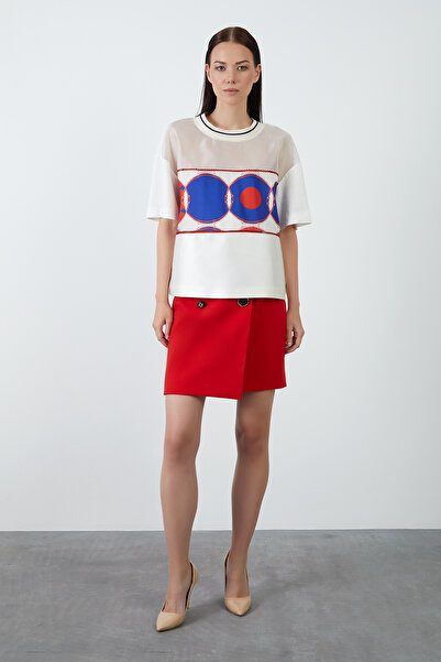 GİZİA Dikiş Detaylı Triko Yaka Üst Beden Transparan Bluz