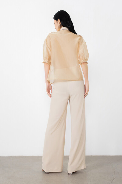 GİZİA Bulky Sleeve See-through Salmon Color Blouse