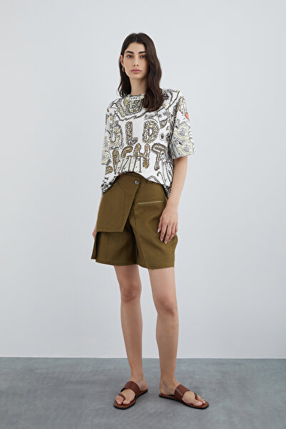 GİZİA Asimetrik Form Keten Şort