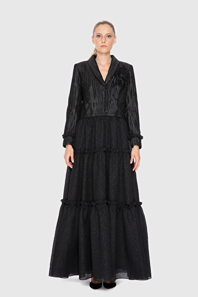 GİZİA Siyah Uzun Abiye Elbise