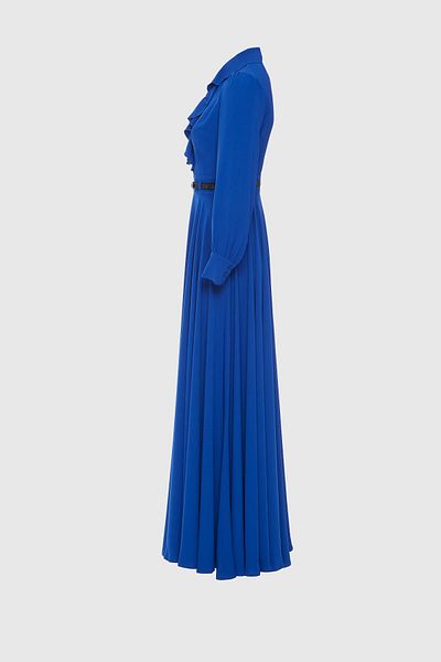 kı.we Dark Blue Long Dress with Belt Detail