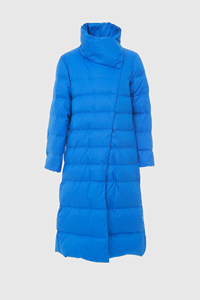GİZİA Dik Yaka Uzun Mavi Şişme Mont