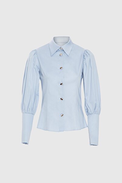 kı.we Düğme Detaylı Mavi Gömlek