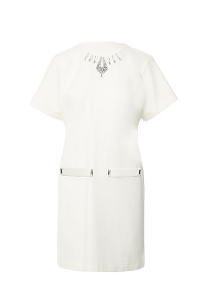 GIZIA SPORT Ecru Dress with Embroidered Collar