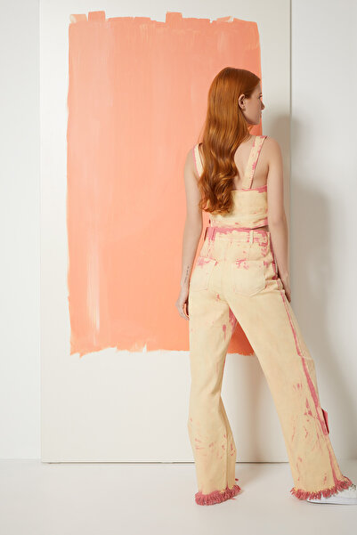 kı.we Batik Yıkamalı Jean Pembe Crop-top