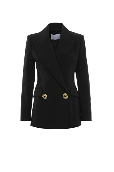 GİZİA Gold Düğme Detaylı Siyah Ceket