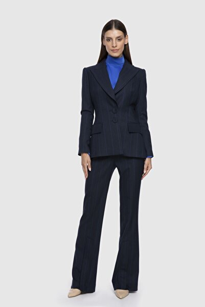 GİZİA Çizgili Blazer Lacivert Ceket