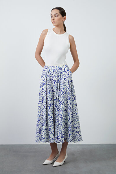 GİZİA Kordon Detaylı Desenli Uzun Etek