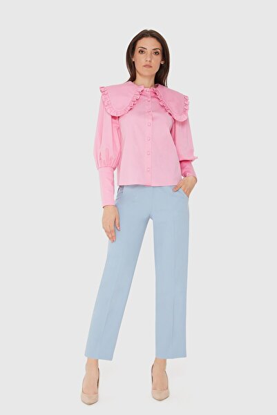 4G GIZIA Cep Detaylı Deri Kemerli Mavi Havuç Pantolon