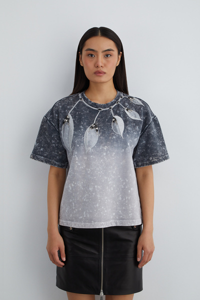 GİZİA İşlemeli Nakış Detaylı Batik Desen Tshırt