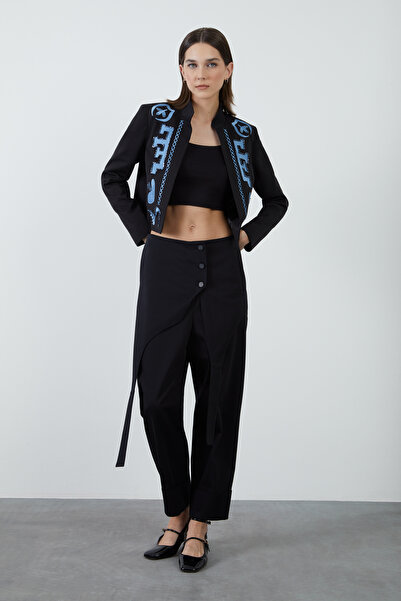Manimani Korsaj Detaylı Siyah Pantolon