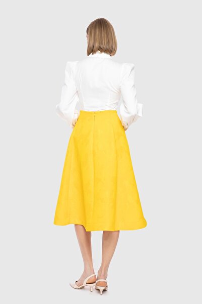 GİZİA Poplin Ecru Shirt with Embroidered Collar Detail