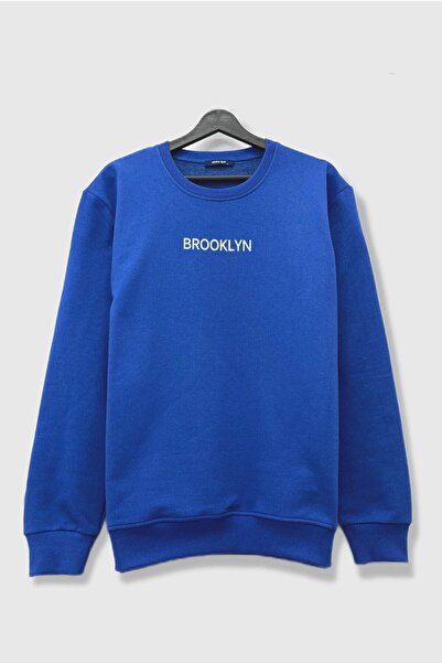 Moda Işık Світшот білий Brooklyn Saks синій велосипедний комір