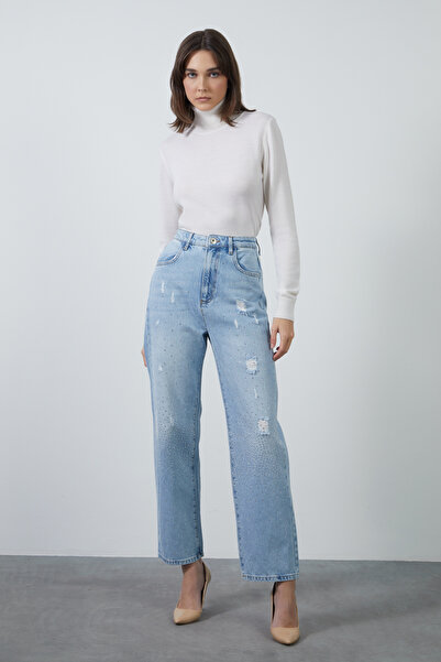 GİZİA Aksesuar Toka Detaylı Boru Paça Basic Jean Pantolon