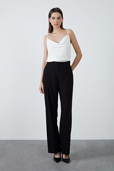 GİZİA Arkadan Kapak Cepli Siyah Bol Pantolon