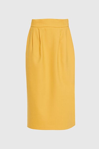 GİZİA Yüksek Bel Sarı Kalem Etek