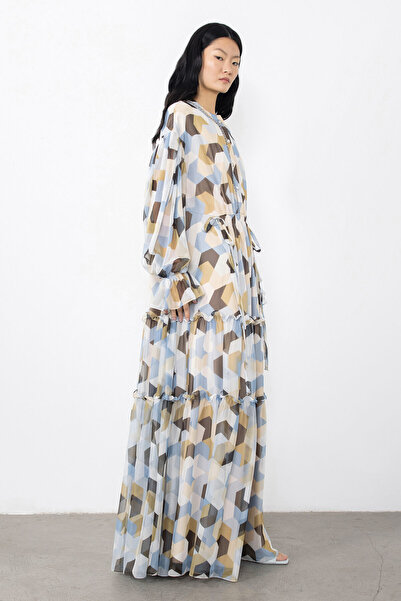 GİZİA Bağlama Detaylı Işlemeli Desenli Elbise