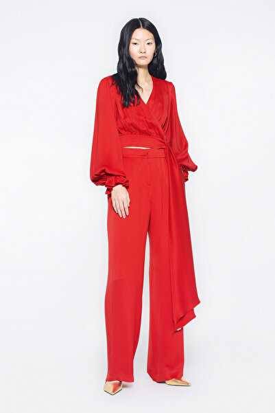 GİZİA Logo Detaylı Kırmızı Pantolon