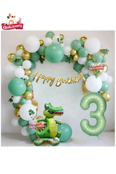 Bkmc Mat zeleni balon od folije u obliku krokodila starog 3 godine, srećan ro...